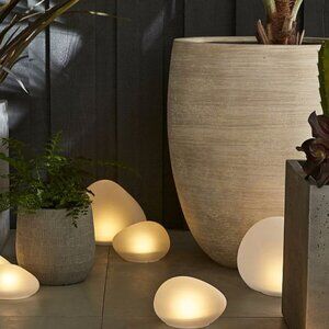 Lit Outdoor Frosted Glass Stone